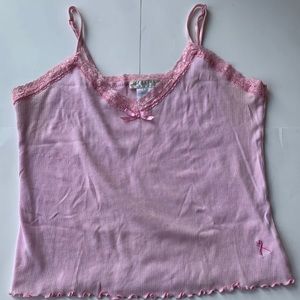 Baby Pink Cami Tank with Lace Rose